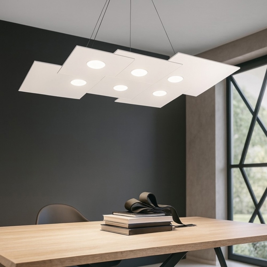 Lampadario particolare moderno led per soggiorno bianco top light plate