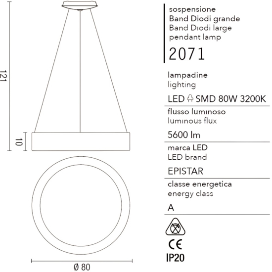 Affralux band diodi cerchio bianco 80cm lampadario moderno da soggiorno