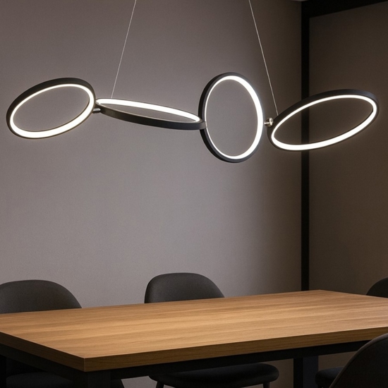 Lampadario moderno nero per soggiorno led 37w 3000k dimmerabile