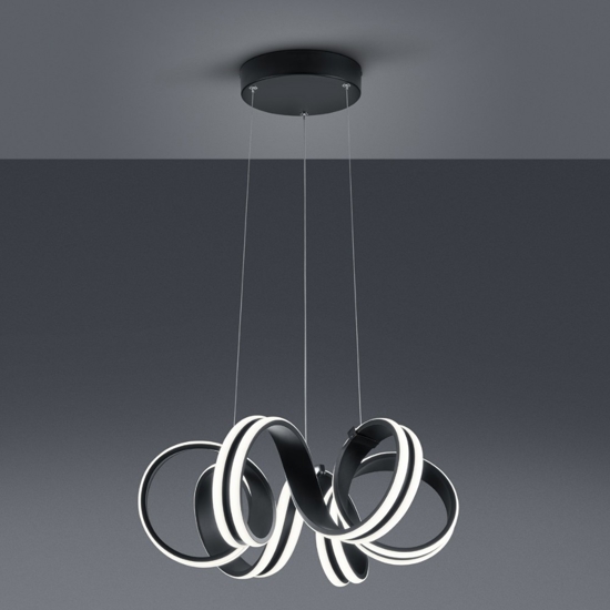 Lampadario design moderno nero led 38w 3000k dimmerabile per salotto