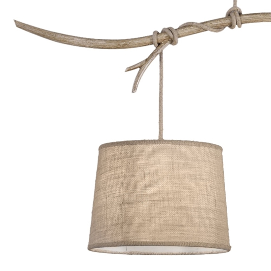 Lampadario bilancere ramo di legno per soggiorno