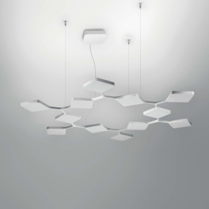 Lampadario a led 91w bianco moderno quad stilnovo