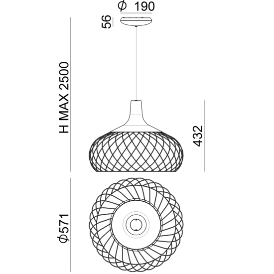 Mongolfier stilnovo lampadario moderno nero led 3000k dimmerabile