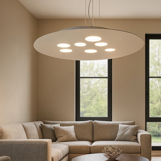 Gea luce luna lampadario moderno tortora