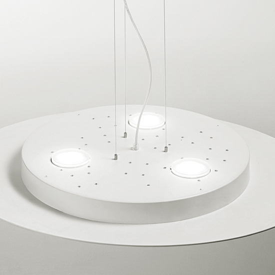 Gea luce luna lampadario moderno tortora