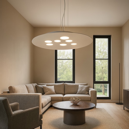 Gea luce luna lampadario moderno tortora