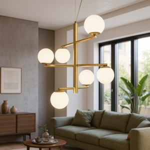 Lampadario design moderno so gizah ondaluce oro sfere bianche
