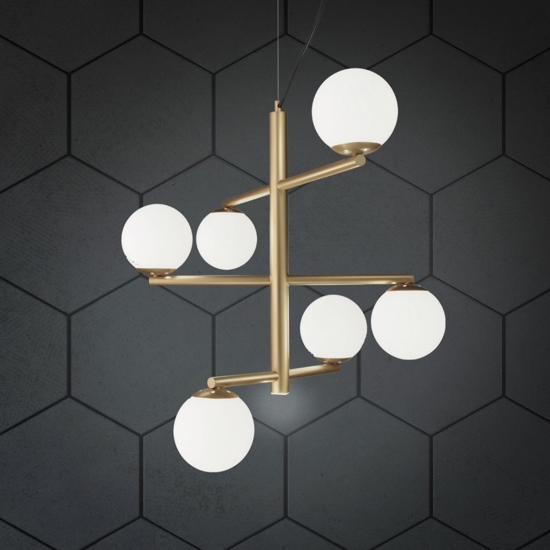 Lampadario design moderno so gizah ondaluce oro sfere bianche