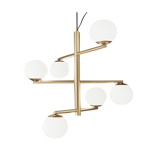 Lampadario design moderno so gizah ondaluce oro sfere bianche