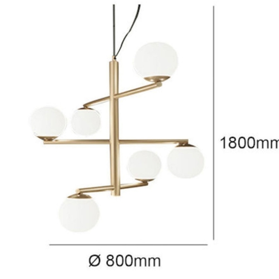 Lampadario design moderno so gizah ondaluce oro sfere bianche