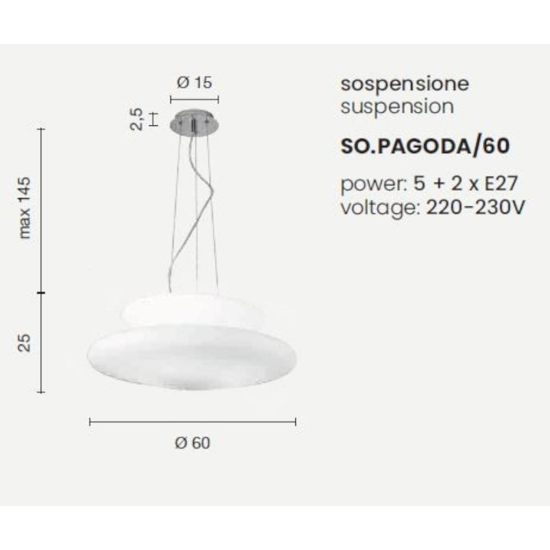 Lampadario moderno so pagoda ondaluce bianco