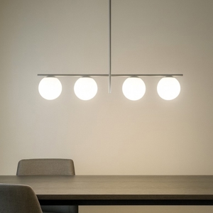 Miloox jugen grande lampadario moderno quattro bocce vetro metallo ottanio