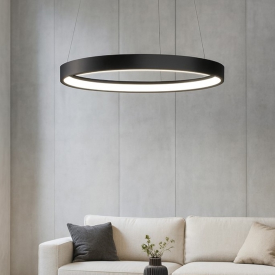 Anello sforzin lampadario moderno cerchio nero per salotto