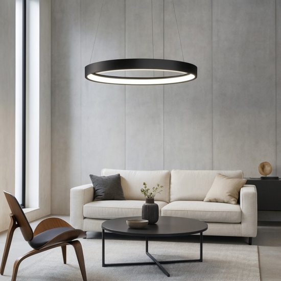 Anello sforzin lampadario moderno cerchio nero per salotto