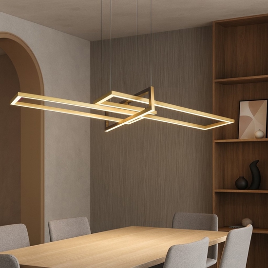 Lampadario per tavolo da soggiorno oro led 34w 3000k dimmerabile