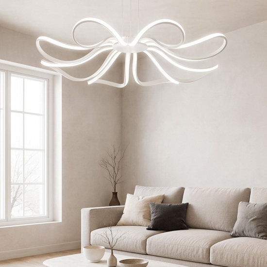 Lampadario blossom design moderno led 110w 3000k bianco perenz illuminazione
