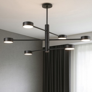 Lampadario per soggiorno moderno nero luci girevoli