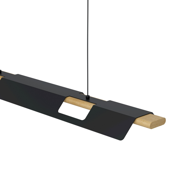 Eglo ermua lampadario nero legno led 3000k dimmerabile per soggiorno