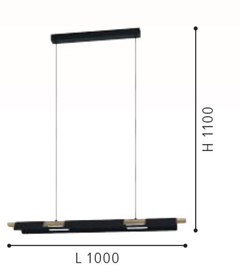 Eglo ermua lampadario nero legno led 3000k dimmerabile per soggiorno