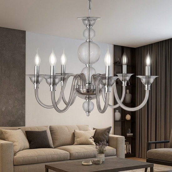 Ondaluce lampadario tebe 6 luci vetro fume