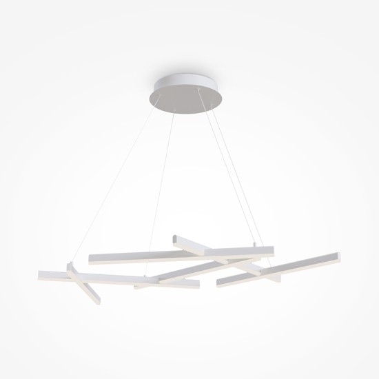Maytoni lampadario line bianco led 75w 3000k per tavolo soggiorno moderno