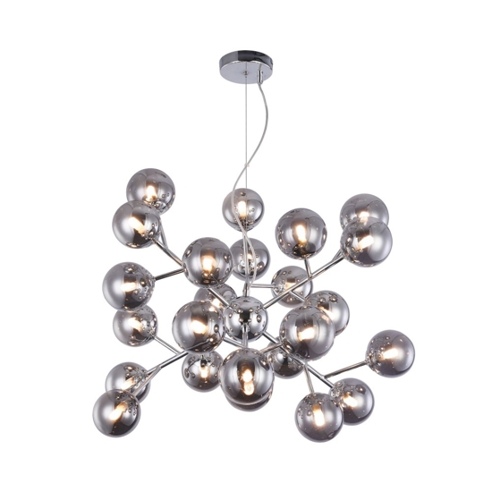 Lampadario moderno dallas per salotto sfere di vetro fume trasparenti maytoni
