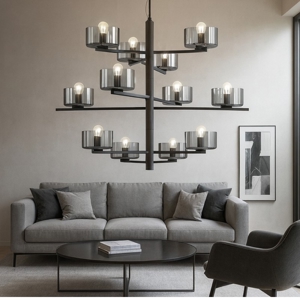 Ondaluce so figaro lampadario nero 12 luci per salone moderno