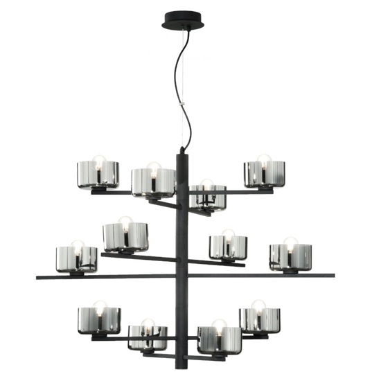 Ondaluce so figaro lampadario nero 12 luci per salone moderno