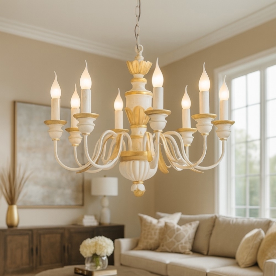 Firenze sp8 ideal lux lampadario 8 luci bianco e oro elegante