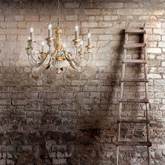 Firenze sp8 ideal lux lampadario 8 luci bianco e oro elegante