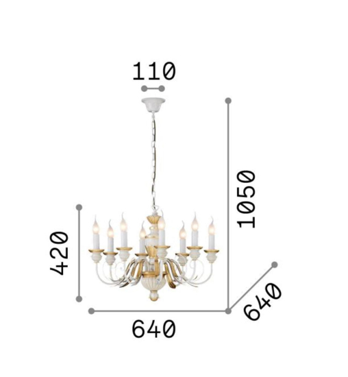 Firenze sp8 ideal lux lampadario 8 luci bianco e oro elegante