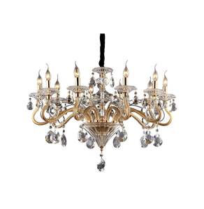 Lampadario di cristallo negresco sp10 ideal lux trasparente e oro