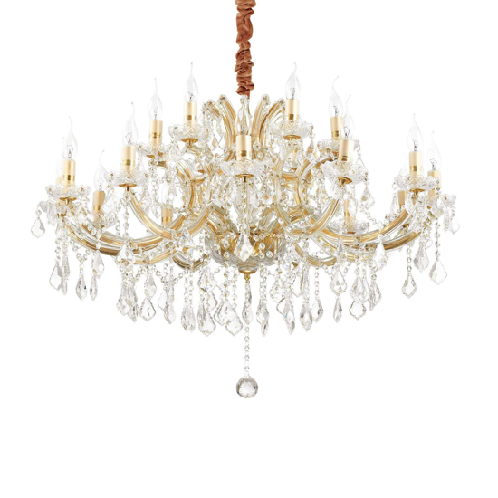 Ideal lux napoleon sp18 lampadario di cristallo dorato goccia