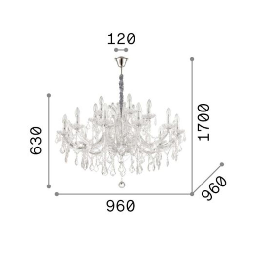 Ideal lux napoleon sp18 lampadario di cristallo dorato goccia