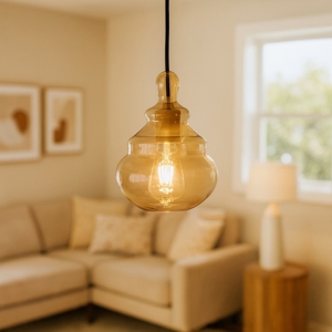 Adone miloox lampadario in vetro miele da soggiorno