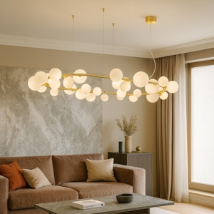 Perlage sp30 ideal lux lampadario moderno oro 30 luci