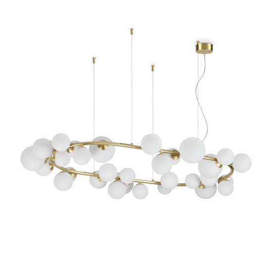 Perlage sp30 ideal lux lampadario moderno oro 30 luci