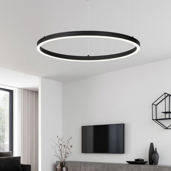 Oracle slim sp d070 round ideal lux led 3000k dimmerabile lampadario nero