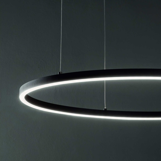 Oracle slim sp d070 round ideal lux led 3000k dimmerabile lampadario nero