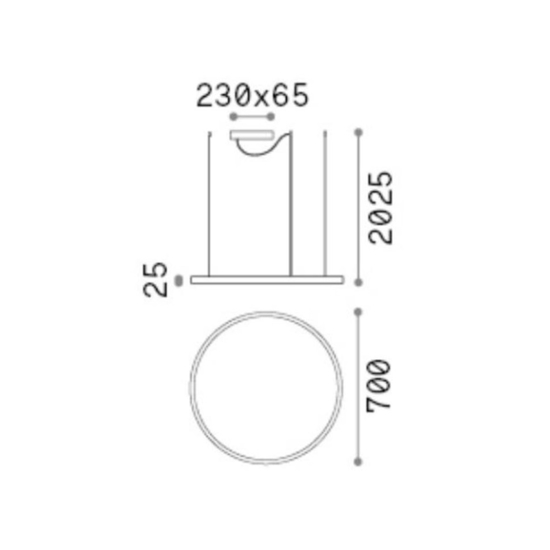 Oracle slim sp d070 round ideal lux led 3000k dimmerabile lampadario nero
