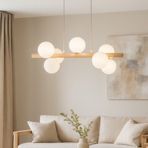 Lampadario di legno per soggiorno moderno