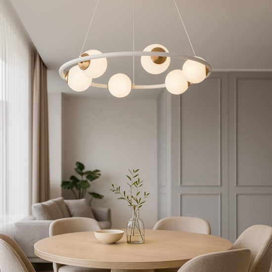 Perenz ball lampadario moderno bianco ottone per soggiorno