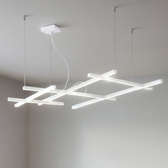 Lampadario net bianco per soggiorno moderno led 80w cct perenz illuminazione