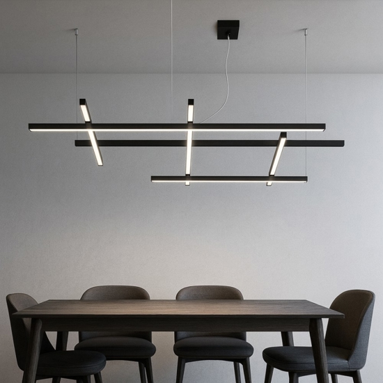 Lampadario net nero perenz led 80w per soggiorno moderno