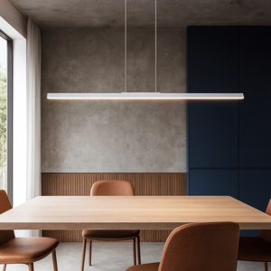 Lampadario moderno barra 151cm bianco led biemissione 54w 3000k