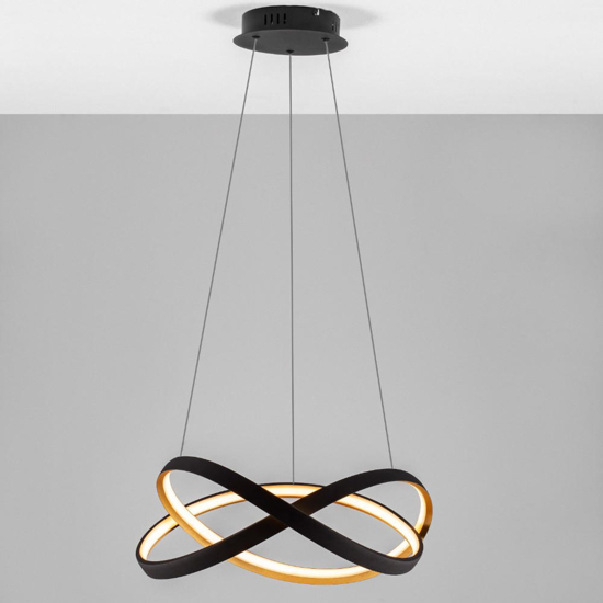 Lampadario led design moderno nero oro per sala da pranzo