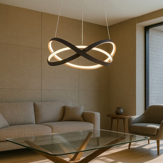 Lampadario led design moderno nero oro per sala da pranzo
