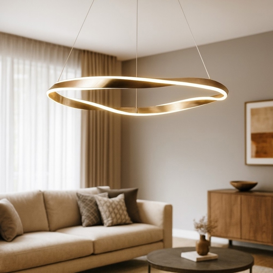 Lampadario led cerchio sabbia per soggiorno moderno