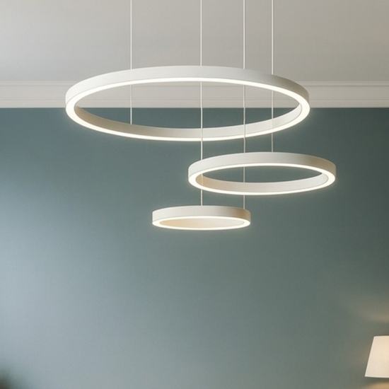 So soel 3 bianco ondaluce lampadario moderno cerchi led
