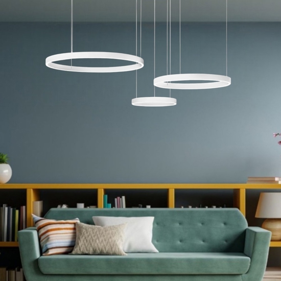 So soel 3 bianco ondaluce lampadario moderno cerchi led